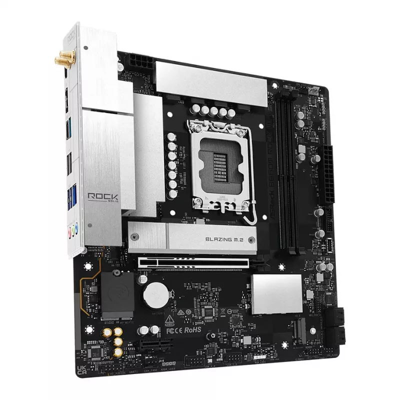 Pagrindinė plokštė ASRock B860M Rock WiFi (mATX, Intel LGA 1851, DDR5, HDMI, DisplayPort)