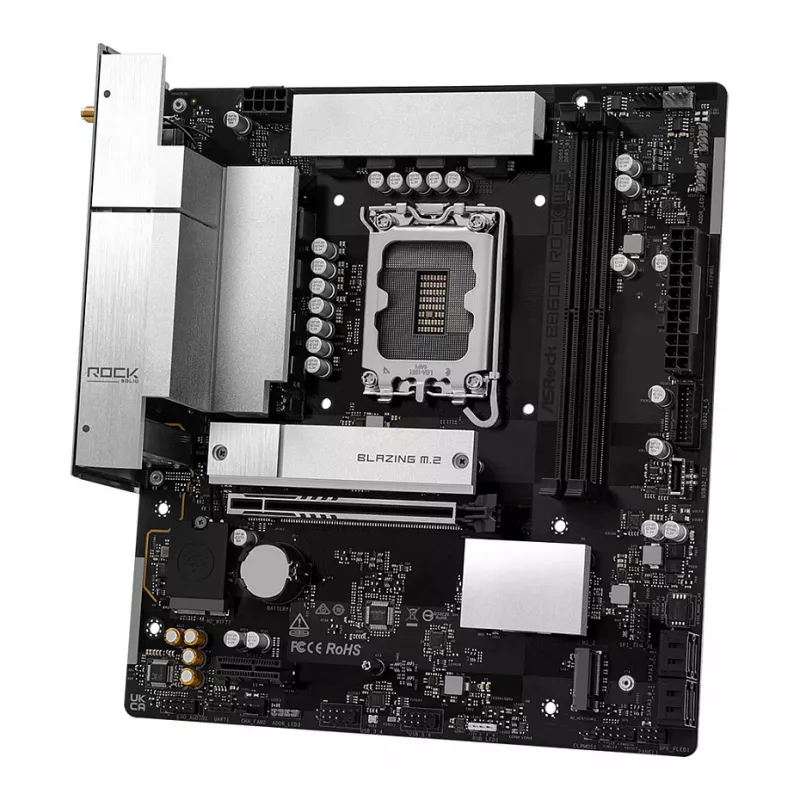 Pagrindinė plokštė ASRock B860M Rock WiFi (mATX, Intel LGA 1851, DDR5, HDMI, DisplayPort)