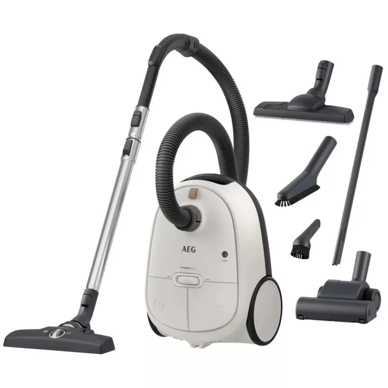 Cilindrinis dulkių siurblys AEG AB61H6SW — 850 W, sausas valymas, 3,5 L dulkių maišas, Allergy Plus filtras, baltas