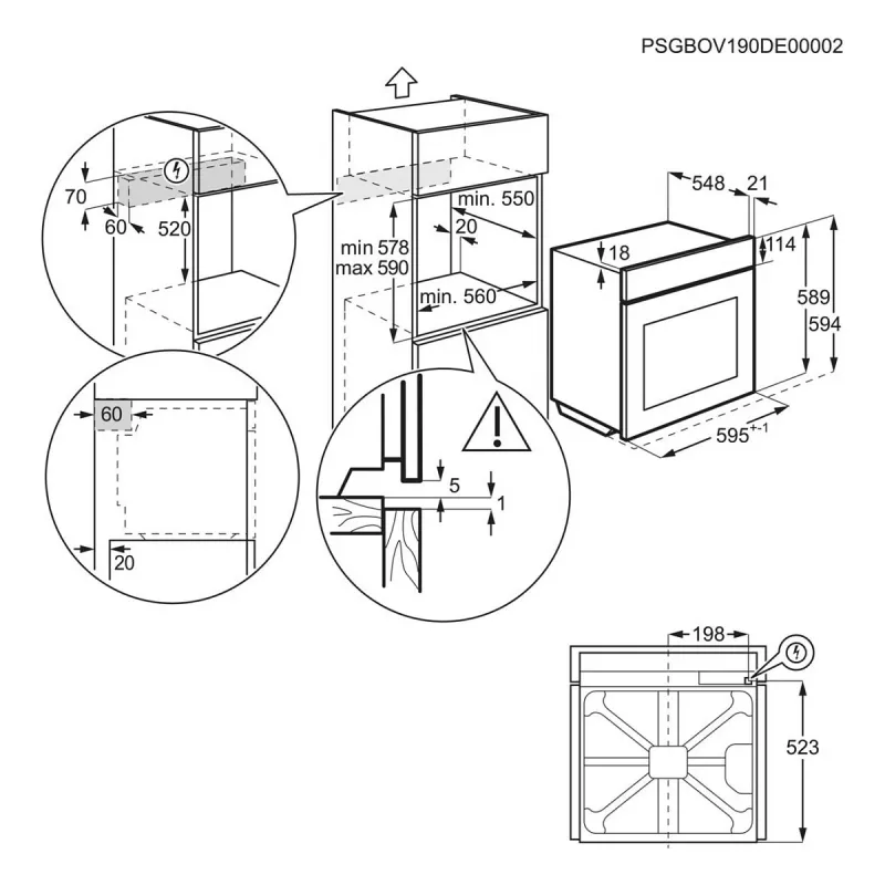 Įmontuojama elektrinė orkaitė AEG Series 5000 OU5AB20SM — 72 L, A+, nerūdijantis plienas/juoda, liečiamasis ir sukamasis valdymas