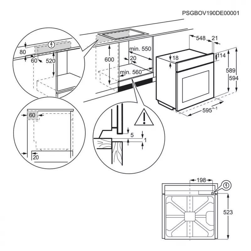 Įmontuojama elektrinė orkaitė AEG Series 5000 OU5AB20SM — 72 L, A+, nerūdijantis plienas/juoda, liečiamasis ir sukamasis valdymas