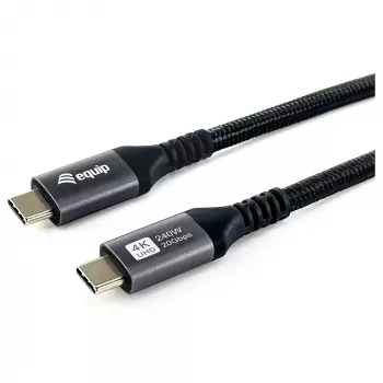 EQUIP USB4 Gen 2x2 C–C laidas 3,0m, PD 100W, 4K/60Hz, 20Gbps, juodas