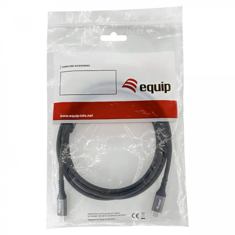EQUIP USB4 Gen 2x2 C–C laidas 3,0m, PD 100W, 4K/60Hz, 20Gbps, juodas
