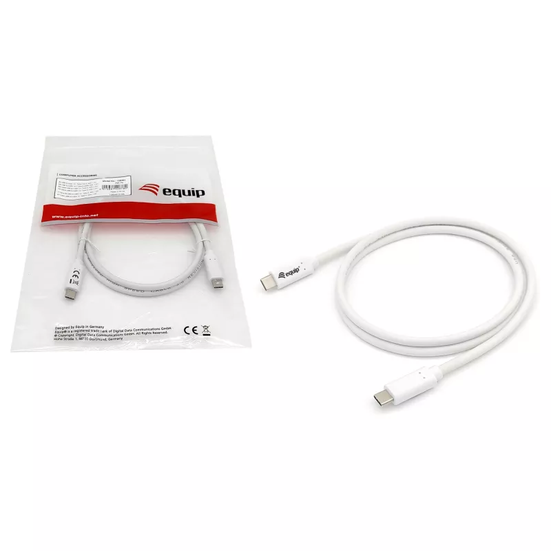EQUIP USB 3.2 Gen 1 Type-C į Type-C laidas 0,5 m PD 60 W 5 Gbps baltas