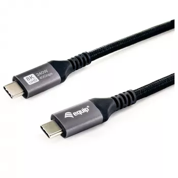 USB4 Gen3x2 C–C kabelis EQUIP 128380, 0,5 m, PD 3.1 240W, 40 Gbps, 8K/60Hz, juodas