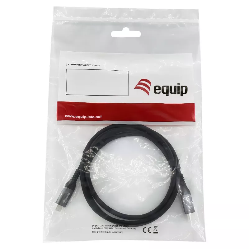 USB4 Gen3x2 C–C kabelis EQUIP 128380, 0,5 m, PD 3.1 240W, 40 Gbps, 8K/60Hz, juodas