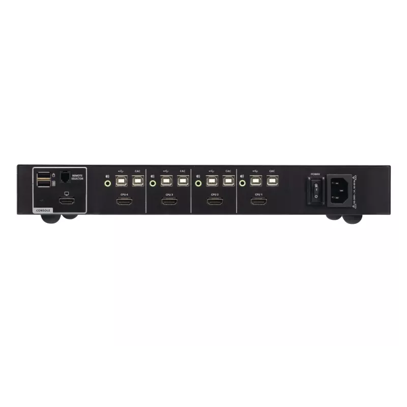 KVM jungiklis ATEN 4 prievadų USB HDMI su CAC, 4K UHD 3840x2160@60Hz, metalinis korpusas