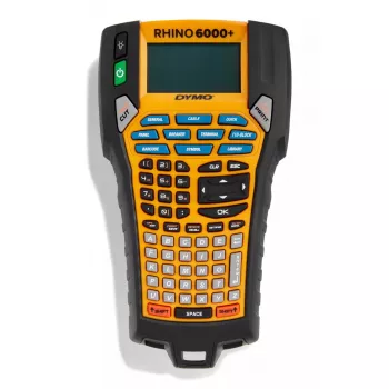 Nešiojamas etikečių spausdintuvas DYMO RHINO 6000+ ABC CASE UK, tiesioginis terminis / terminis perkėlimas, juoda / geltona