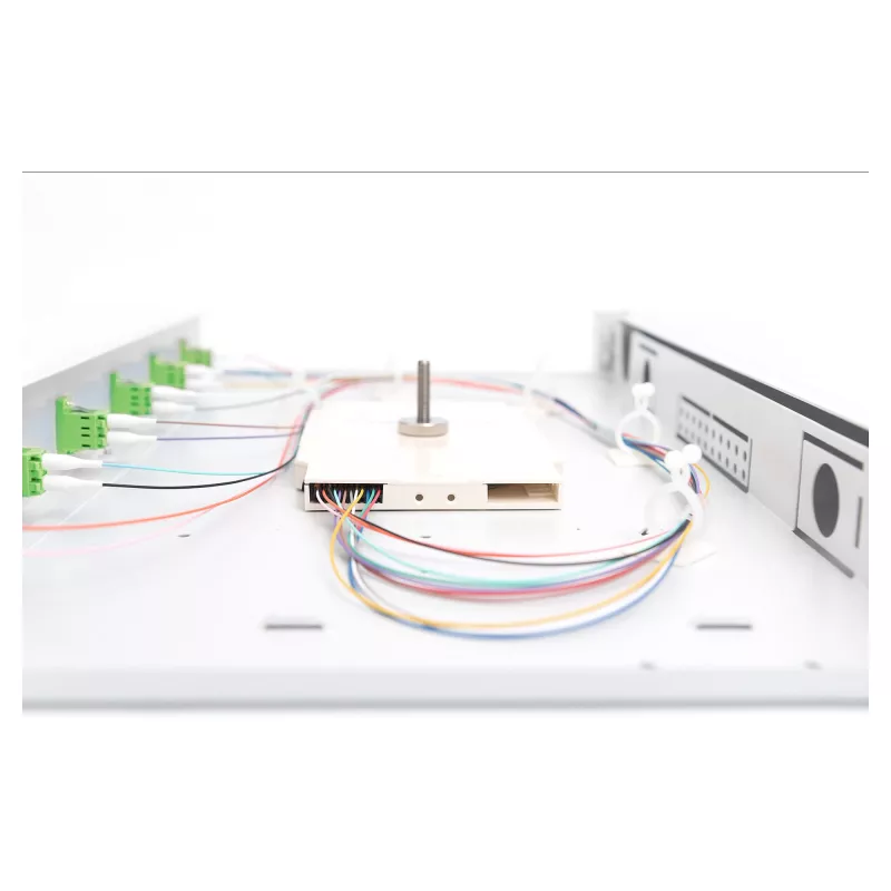 Šviesolaidžių sujungimo dėžė DIGITUS DN-96330/9APC 1U, su 6x LC-APC DX, OS2, polimeras/plienas, šviesiai pilka