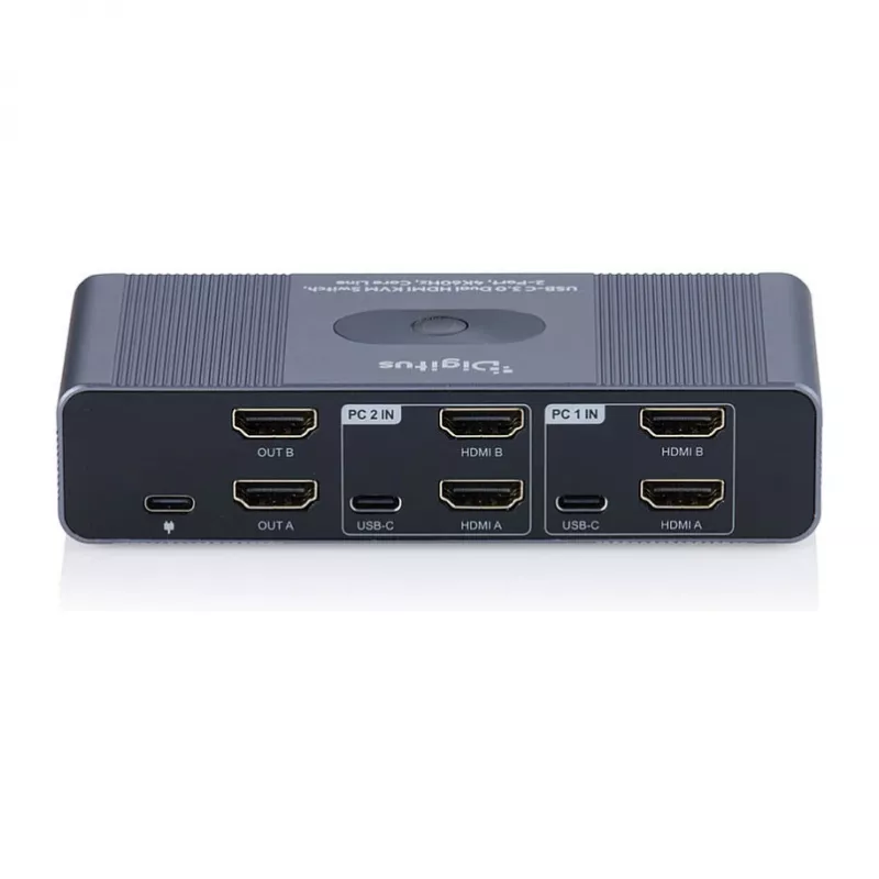 KVM jungiklis DIGITUS DS-12856 USB-C/USB-A 2 prievadų Dual HDMI 4K60Hz (USB 3.2 Gen 1)