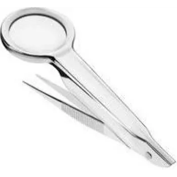 Pincetas su didinamuoju stiklu FIRST AID ONLY P-10011, 23 mm plastikinis lęšis, 4,5× didinimas, sidabrinis