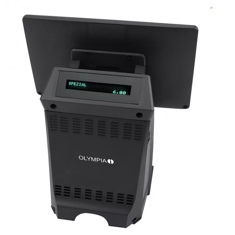Viskas viename lietimui skirtas terminalas Olympia T210 10 colių (25,4 cm) LCD, Android 11, terminio perkėlimo spausdintuvas, 8 cm plotis, juodas