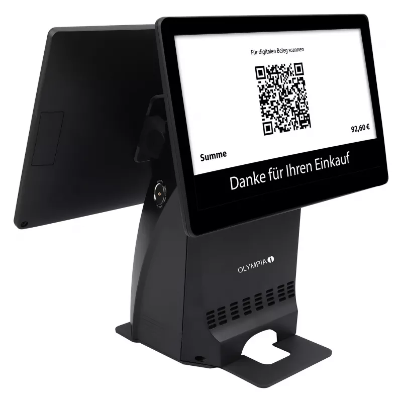 Visapusis terminalas Olympia T215K 15 colių (38,1 cm) jutiklinis ekranas, Android 11, tiesioginės šiluminės spausdinimo įrenginys (8 cm), juodas