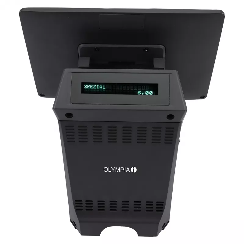 Visapusis terminalas Olympia T215K 15 colių (38,1 cm) jutiklinis ekranas, Android 11, tiesioginės šiluminės spausdinimo įrenginys (8 cm), juodas