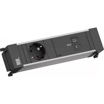Power Frame kištukinis modulis Bachmann BM0023854 su 1x CEE7/3 lizdu ir 1x USB‑C į USB‑C 100W kabeliu, L=0,2 m