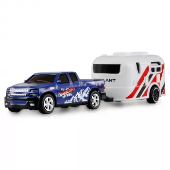 Radijo bangomis valdomas pikapas Amewi 22680 1:64 mastelis RTR su priekaba, mėlynas