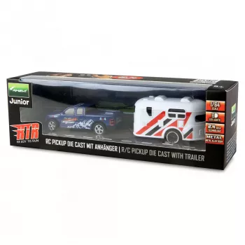 Radijo bangomis valdomas pikapas Amewi 22680 1:64 mastelis RTR su priekaba, mėlynas