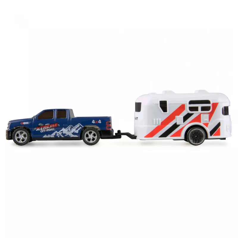 Radijo bangomis valdomas pikapas Amewi 22680 1:64 mastelis RTR su priekaba, mėlynas