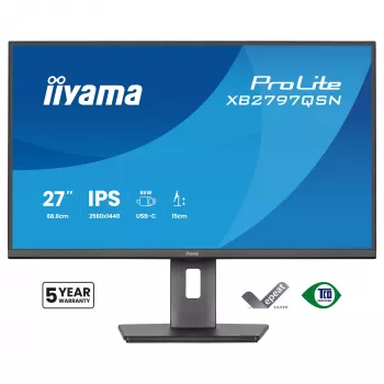 Monitorius IIYAMA ProLite XB2797QSN-B1 27 colių 2560x1440 Quad HD LCD IPS matinis, USB 3.2 šakotuvas, garsiakalbiai, aukščio reguliavimas, VESA