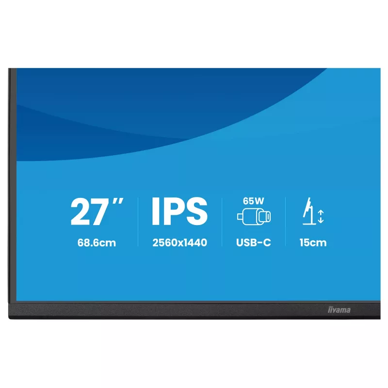 Monitorius IIYAMA ProLite XB2797QSN-B1 27 colių 2560x1440 Quad HD LCD IPS matinis, USB 3.2 šakotuvas, garsiakalbiai, aukščio reguliavimas, VESA
