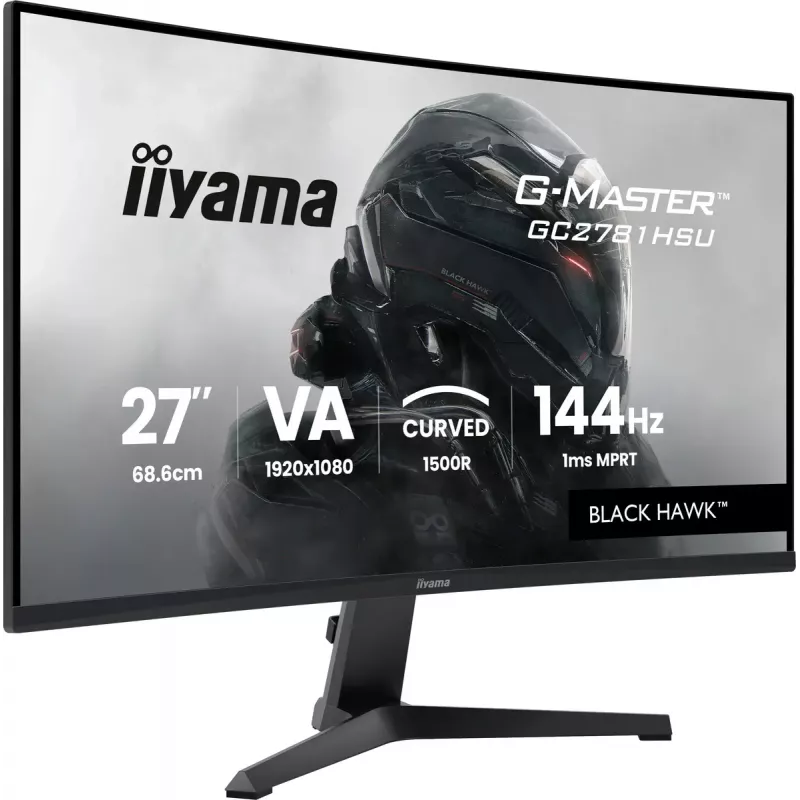 Monitorius IIYAMA G-MASTER GC2781HSU-B1 27 colių lenktas VA 1920×1080 144 Hz USB Hub garsiakalbiai VESA juodas