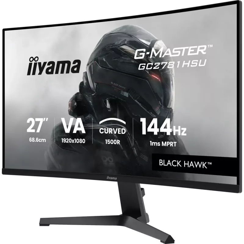 Monitorius IIYAMA G-MASTER GC2781HSU-B1 27 colių lenktas VA 1920×1080 144 Hz USB Hub garsiakalbiai VESA juodas