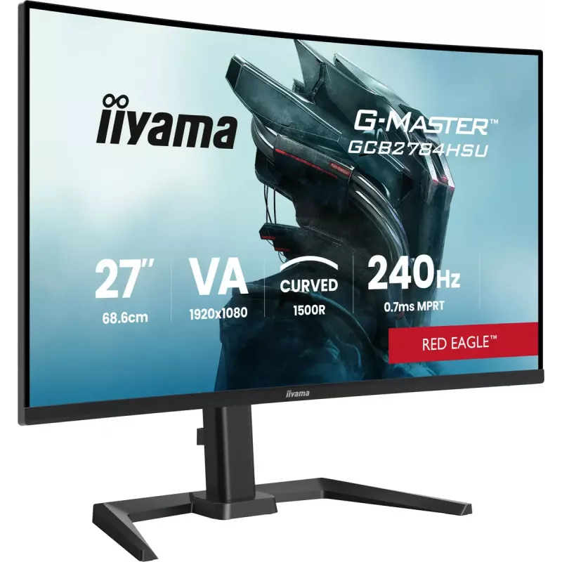 IIYAMA G-MASTER GCB2784HSU-B1 27 colių lenktas VA žaidimų monitorius 240Hz FHD 1920x1080 USB šakotuvas garsiakalbiai VESA
