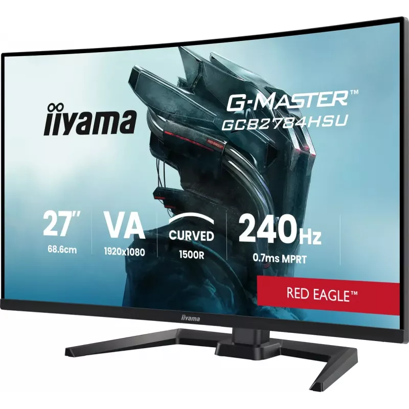 IIYAMA G-MASTER GCB2784HSU-B1 27 colių lenktas VA žaidimų monitorius 240Hz FHD 1920x1080 USB šakotuvas garsiakalbiai VESA