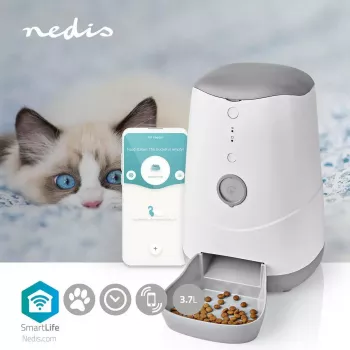Kombinuotas automatinis ėdalo ir vandens dozatorius Nedis WIFIPET10CWT — pilkai baltas katėms ir šunims