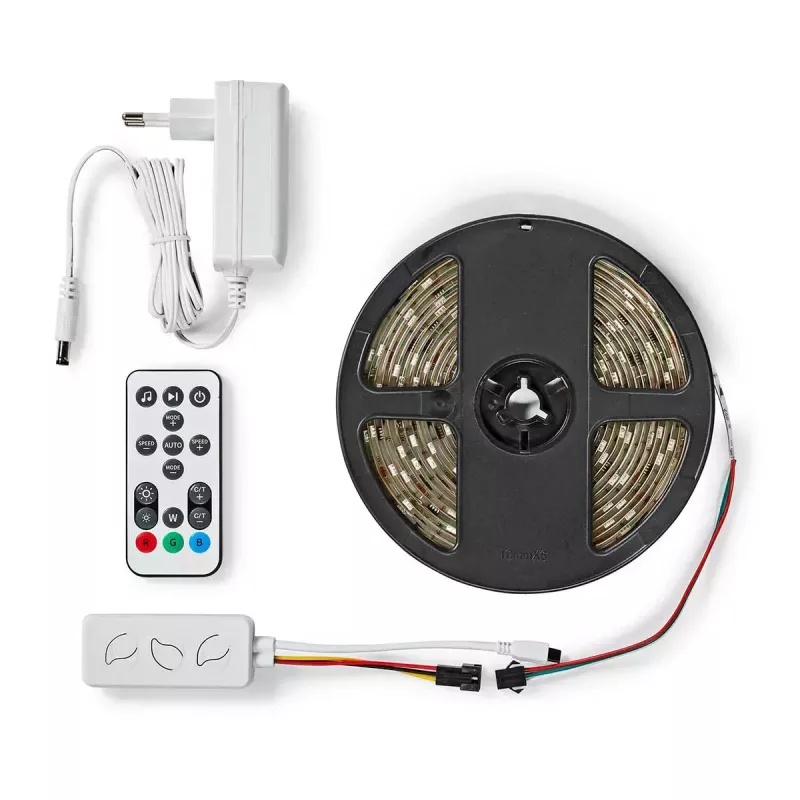 Nedis WIFILS51CRGB protinga juostinė šviesa Wi‑Fi, RGB, 24 W, 1 m laidas, 12 mm plotis