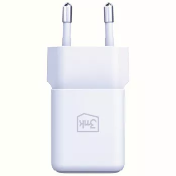 3MK Hyper GaN Universal Fast Charging 20W 1xUSB-A 1xUSB-C PD QC4+ PPS sieninis įkroviklis 100-240V baltas
