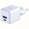 3MK Hyper GaN Universal Fast Charging 20W 1xUSB-A 1xUSB-C PD QC4+ PPS sieninis įkroviklis 100-240V baltas