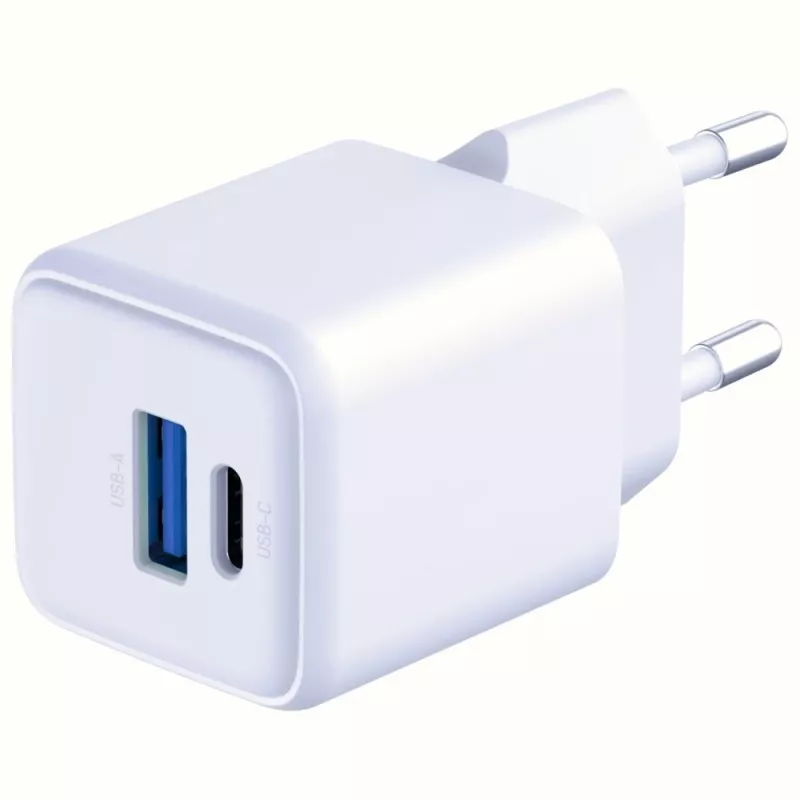 3MK Hyper GaN Universal Fast Charging 20W 1xUSB-A 1xUSB-C PD QC4+ PPS sieninis įkroviklis 100-240V baltas