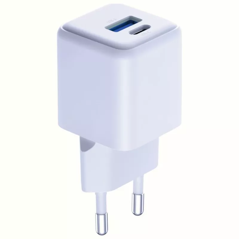 3MK Hyper GaN Universal Fast Charging 20W 1xUSB-A 1xUSB-C PD QC4+ PPS sieninis įkroviklis 100-240V baltas