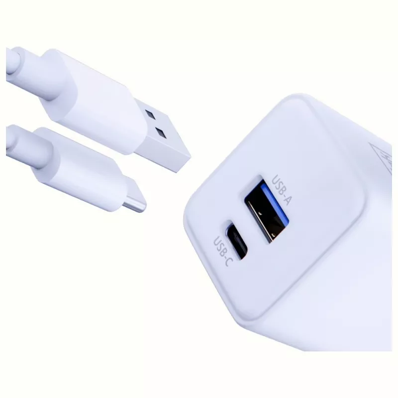 3MK Hyper GaN Universal Fast Charging 20W 1xUSB-A 1xUSB-C PD QC4+ PPS sieninis įkroviklis 100-240V baltas