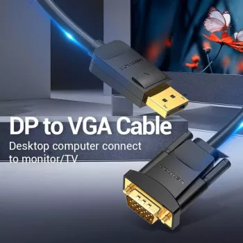 Laidas DP į VGA 2 m / juodas Hblbh Vention