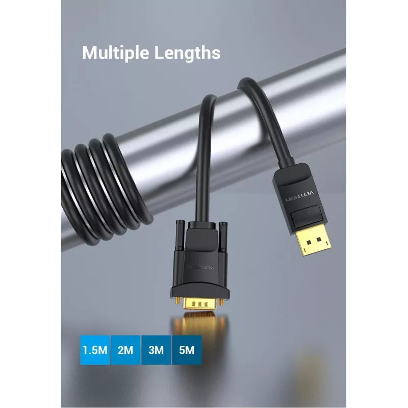 Laidas DP į VGA 2 m / juodas Hblbh Vention