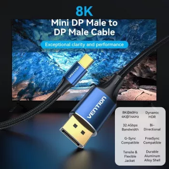 Kabelis Mini DP į DP 2M/MĖLYNAS Hcflh Vention