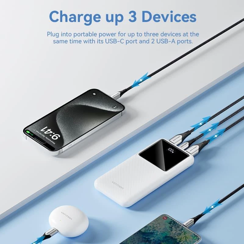 Power Bank USB 10000 mAh 22.5 W juodas FHKB0 Vention