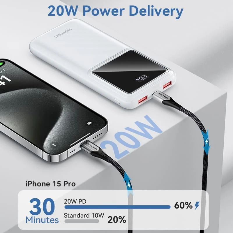Power Bank USB 10000 mAh 22.5 W juodas FHKB0 Vention