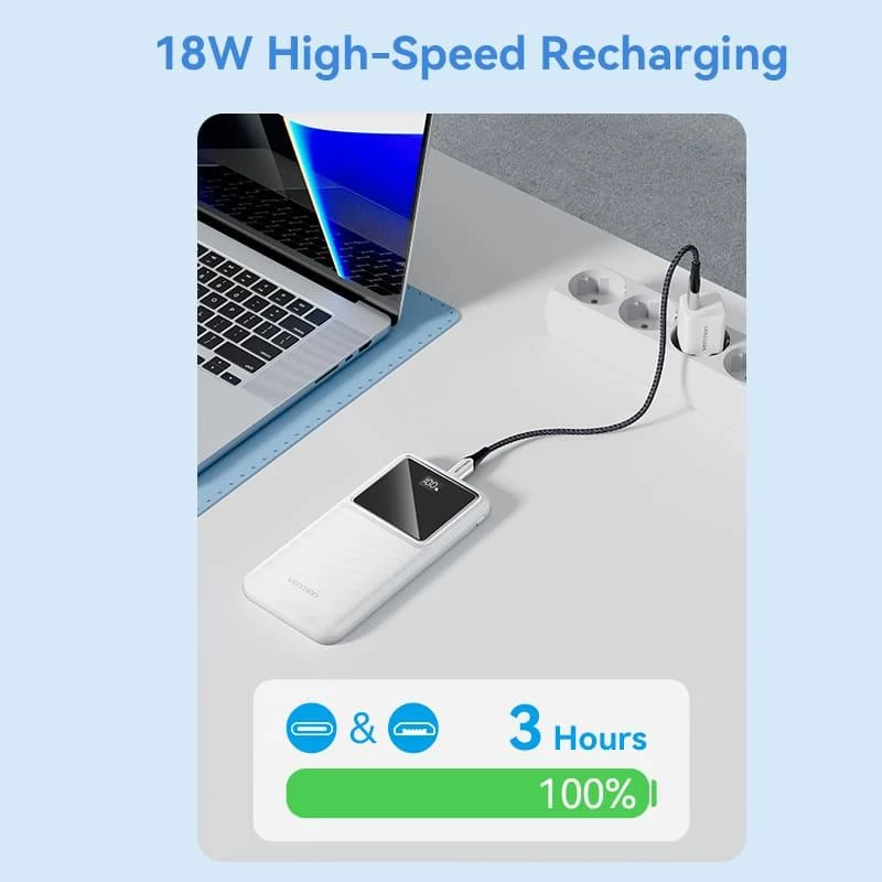 Power Bank USB 10000 mAh 22.5 W juodas FHKB0 Vention