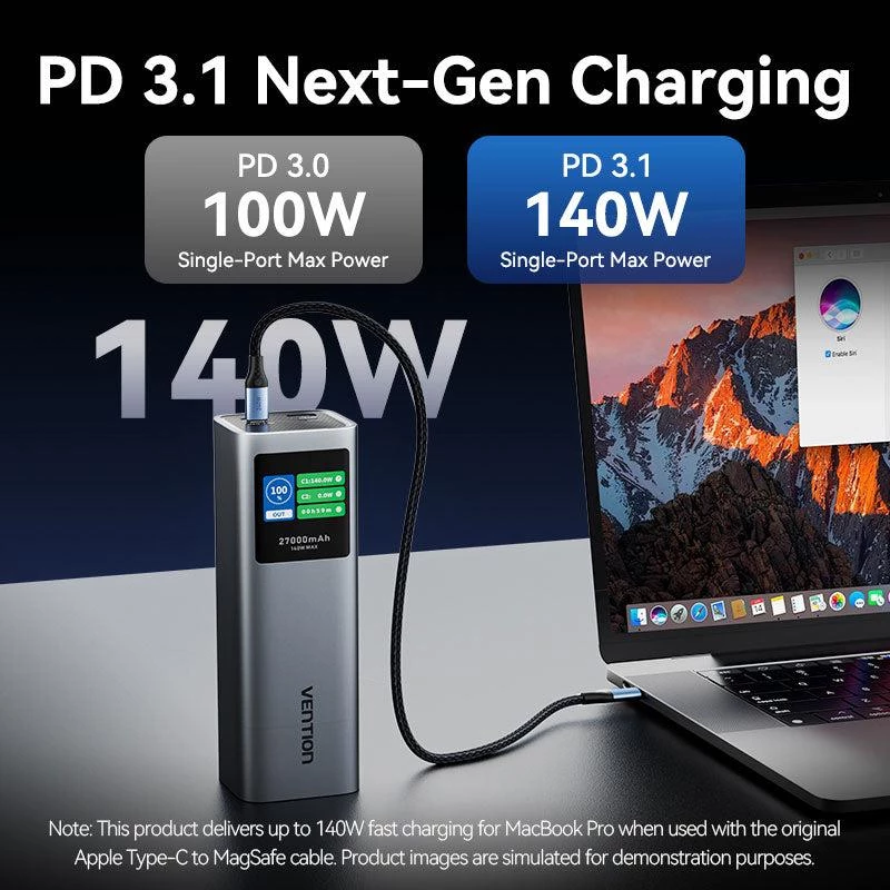 Power Bank USB 27000 mAh 140W Vention FKEH0
