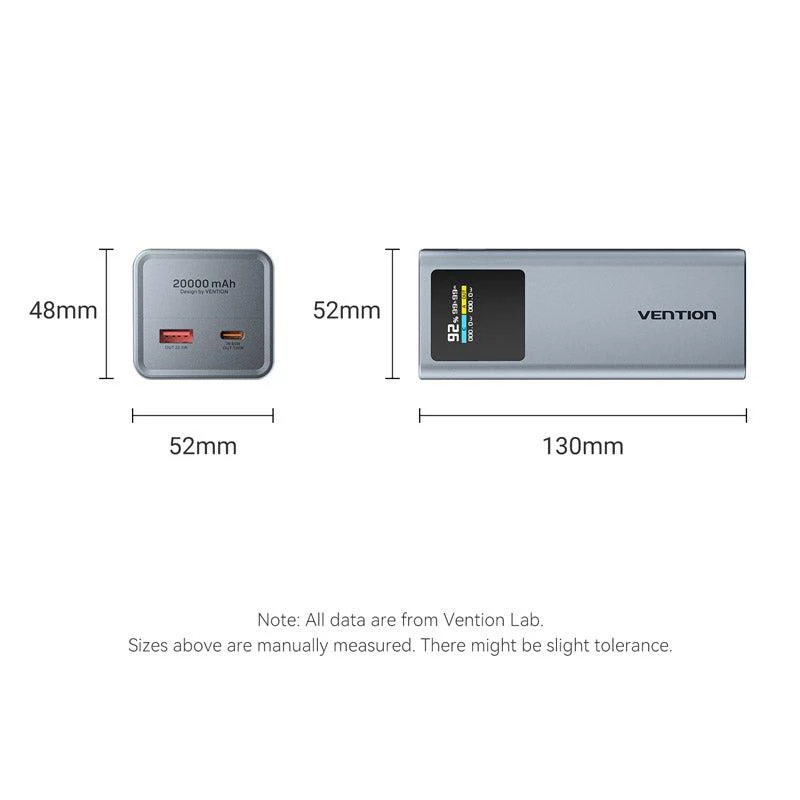Power Bank USB 20000mAh 100W Vention FKCH0