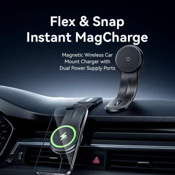 Automobilinis magnetinis belaidis įkroviklis Vention KSJB0 juodas