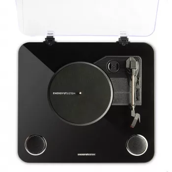 Pavarų juostos vinilinis patefonas Energy Sistem BlackSpin Black Transparent 33 45 78 RPM