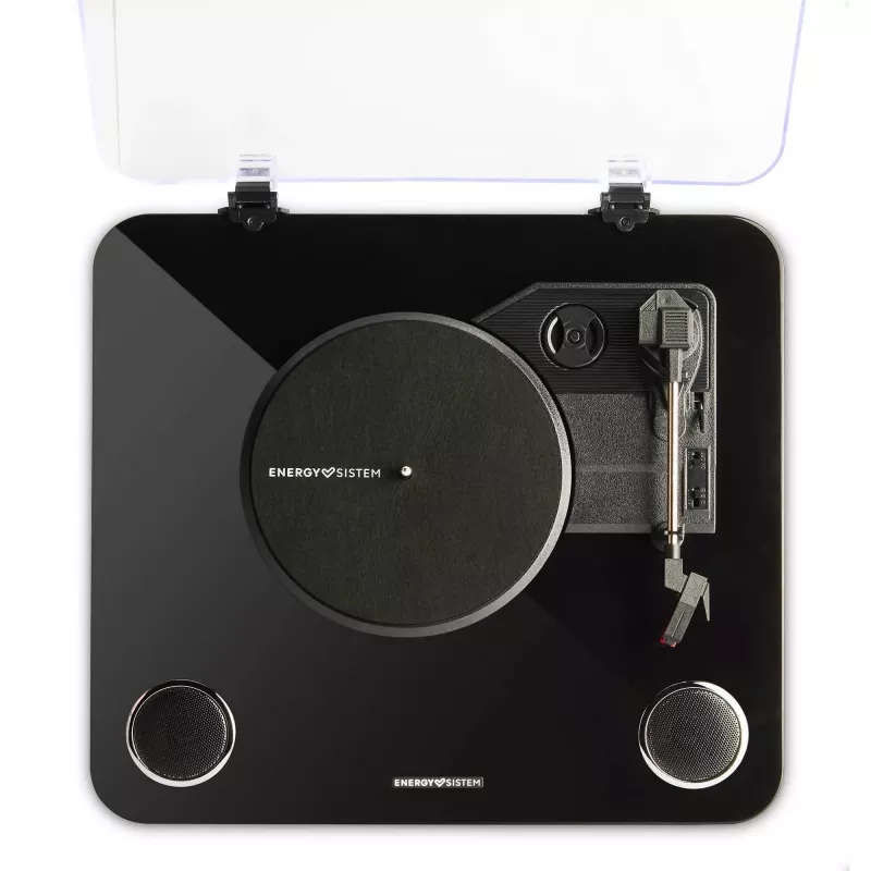 Pavarų juostos vinilinis patefonas Energy Sistem BlackSpin Black Transparent 33 45 78 RPM