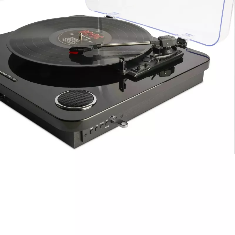 Pavarų juostos vinilinis patefonas Energy Sistem BlackSpin Black Transparent 33 45 78 RPM