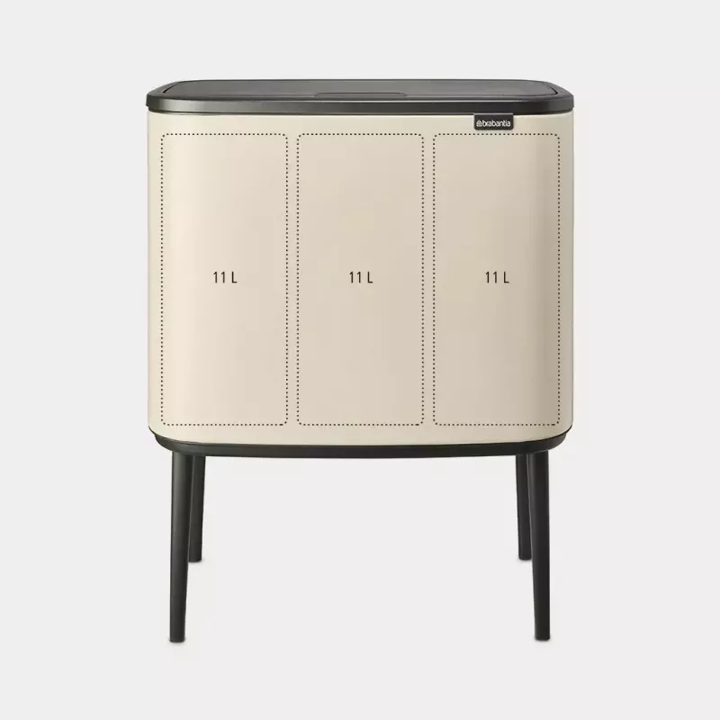Brabantia Bo Touch Bin 33 L 3 krepšeliai Smėlio spalvos Plotis 540 mm Gylis 312 mm Aukštis 680 mm