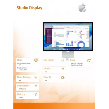 Monitor Apple Studio Display (standartinis stiklas) su pasukamu ir aukščio reguliavimo stovu
