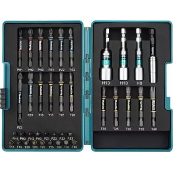 MAKITA E-26179 - Torsion Bit-Set Impact Premier, skirtas belaidžiams smūginiams suktuvams DTD153 ir DTD157 (38 dalių) (E-26179)